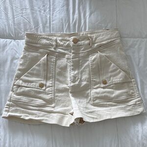 FREEMARKET Stylish Cream Women's Denim Shorts - Size M